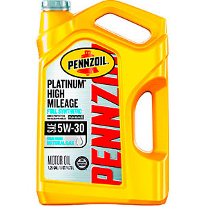 Pennzoil Platinum High Mileage Full Synthetic 5W-30 Motor Oil for Vehicles Over 75K Miles